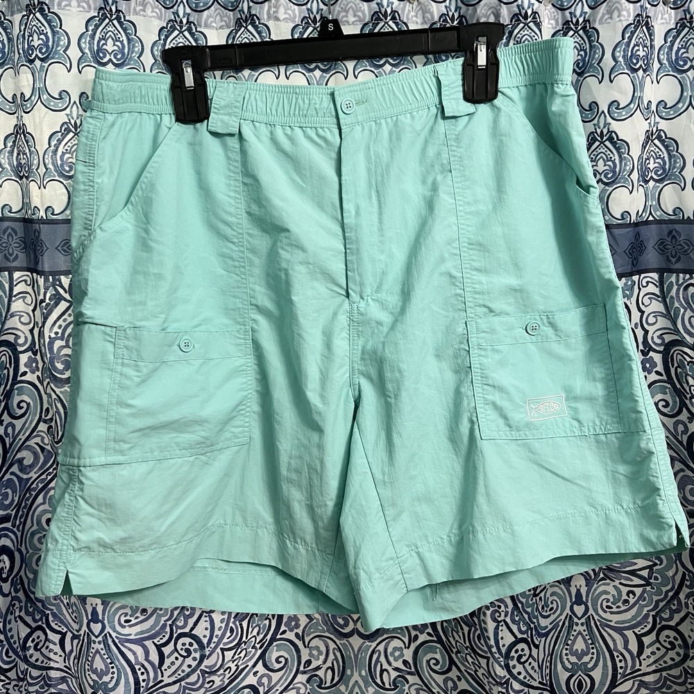 Aftco Men's Shorts Size 44 Teal Cargo Fishing Stretch Outdoor Hiking Nylon